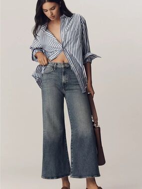 MOTHER The Hustler Roller Ankle High-Rise Wide-Leg Jeans NWT Size 32